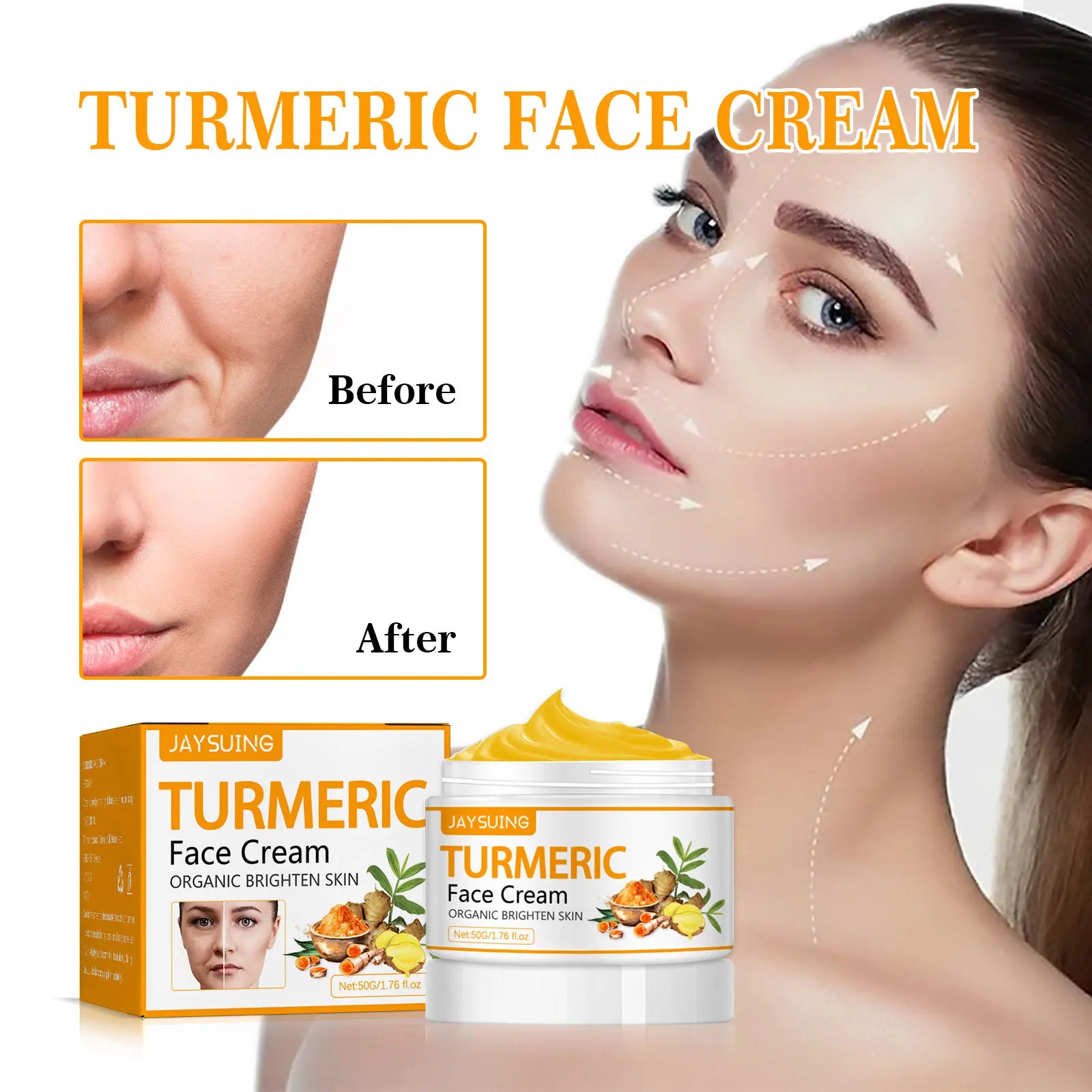 Jaysuing  Turmeric Firm Face Cream Fade Fine Lines Hydrating Oil Control Repair