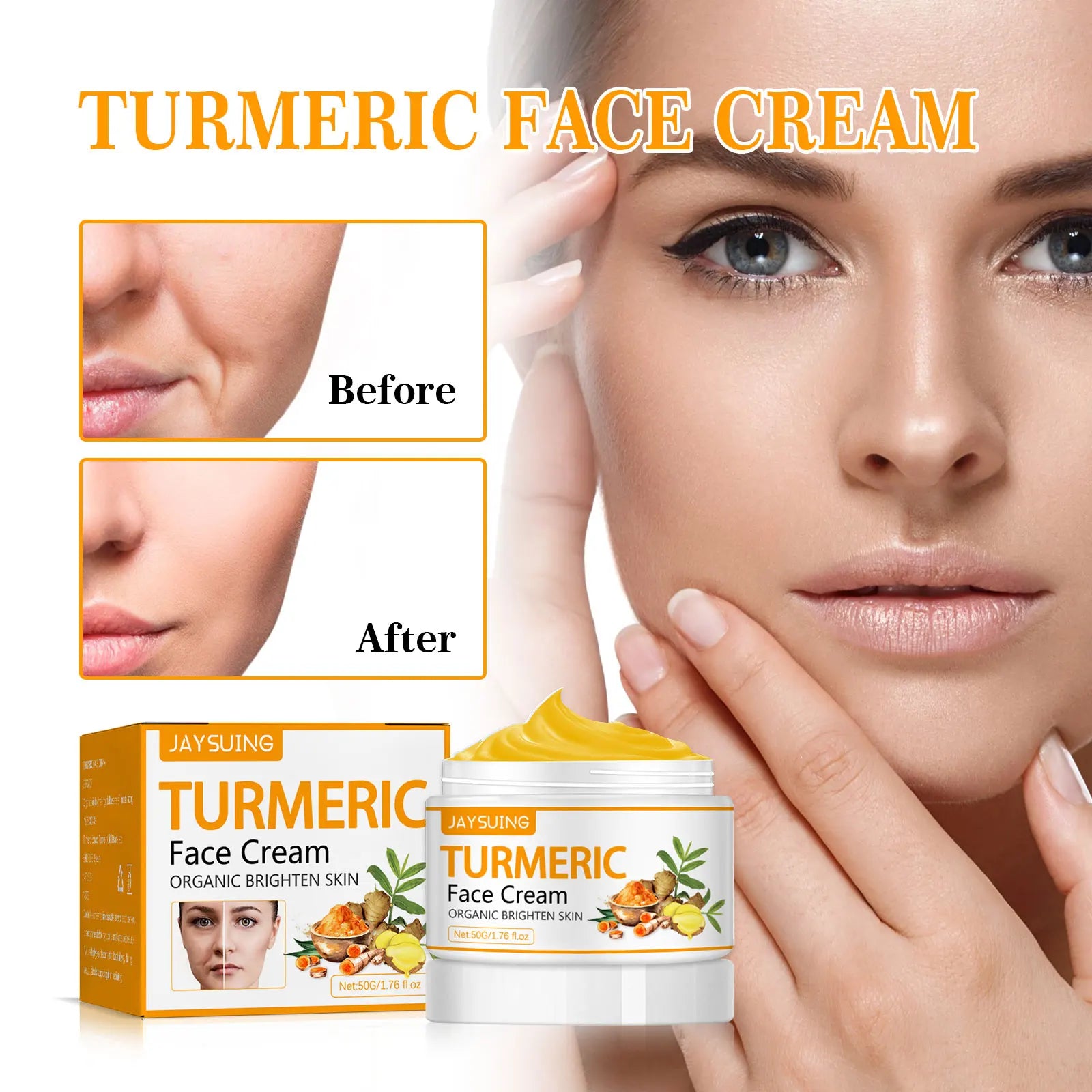 Jaysuing  Turmeric Firm Face Cream Fade Fine Lines Hydrating Oil Control Repair