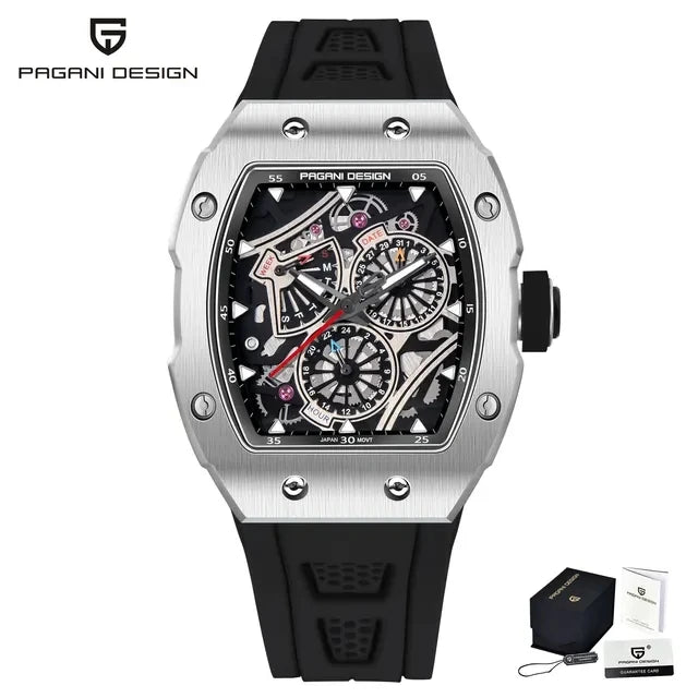 PAGANI DESIGN Luxury Modern Skeleton Quartz Watch for Gentlemen !