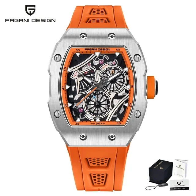 PAGANI DESIGN Luxury Modern Skeleton Quartz Watch for Gentlemen !