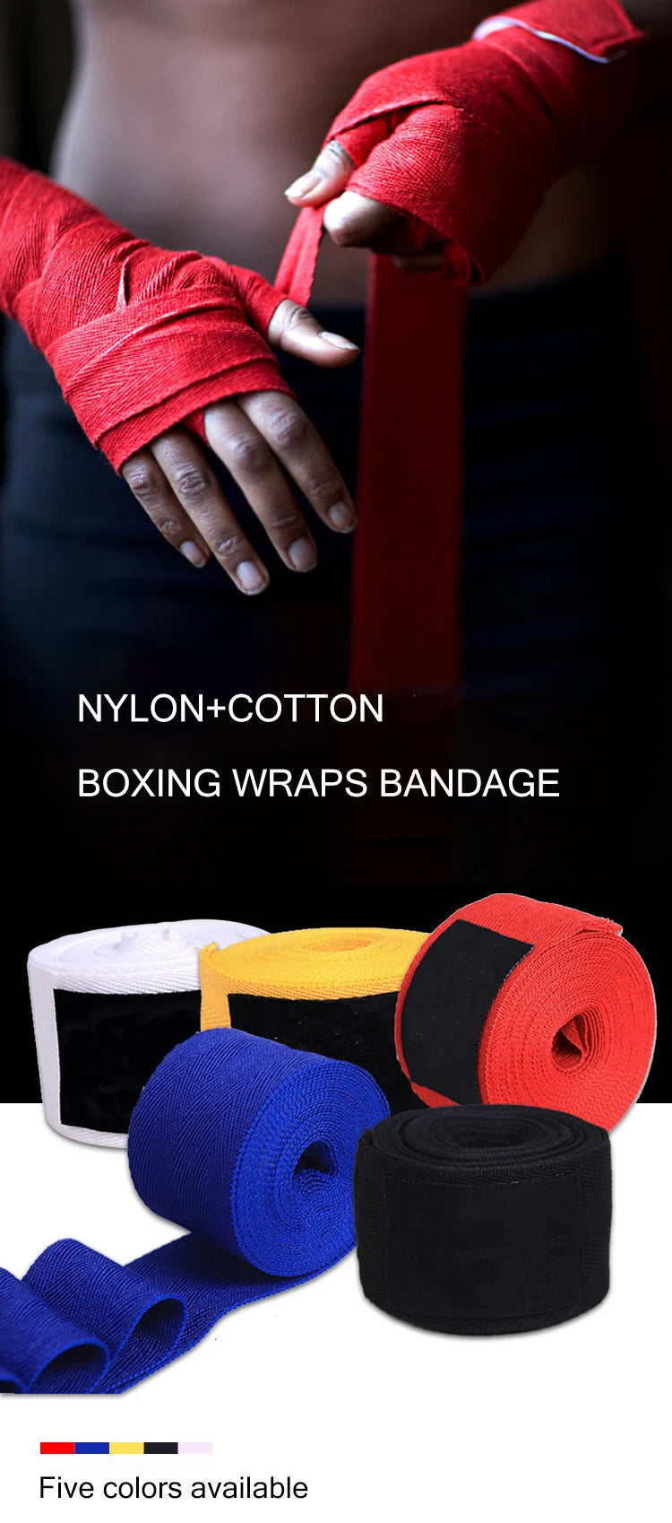 Cotton Boxing Bandage Sports Strap Sanda Kick Boxing MMA Hand Gloves Wraps