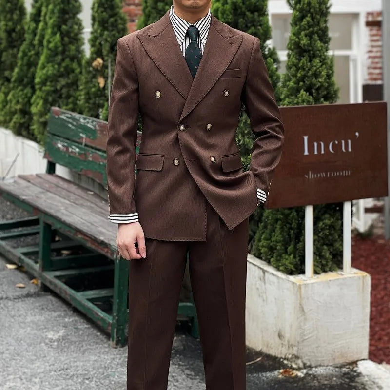 Business Commuter Suit for Summer British Gentleman-Inspired Fabric Set