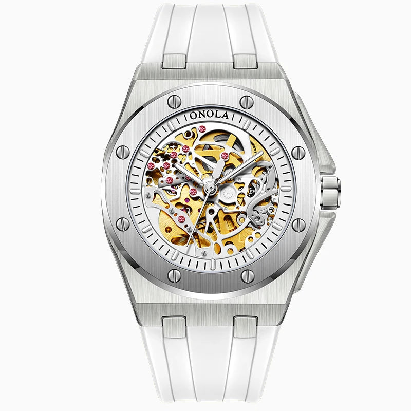 ONOLA Brand Watch Automatic Hollow Skeleton Watch Men's Watch Waterproof
