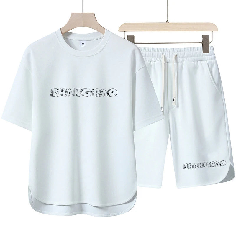 Men's Casual T-Shirt Sets Vintage Style Summer Clothing with Pants Fashion