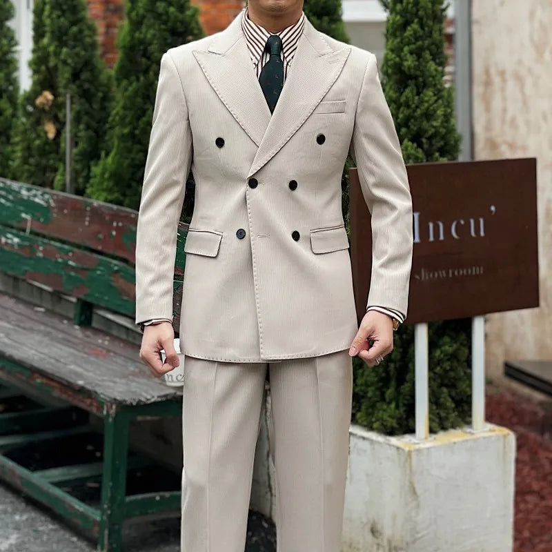 Business Commuter Suit for Summer British Gentleman-Inspired Fabric Set