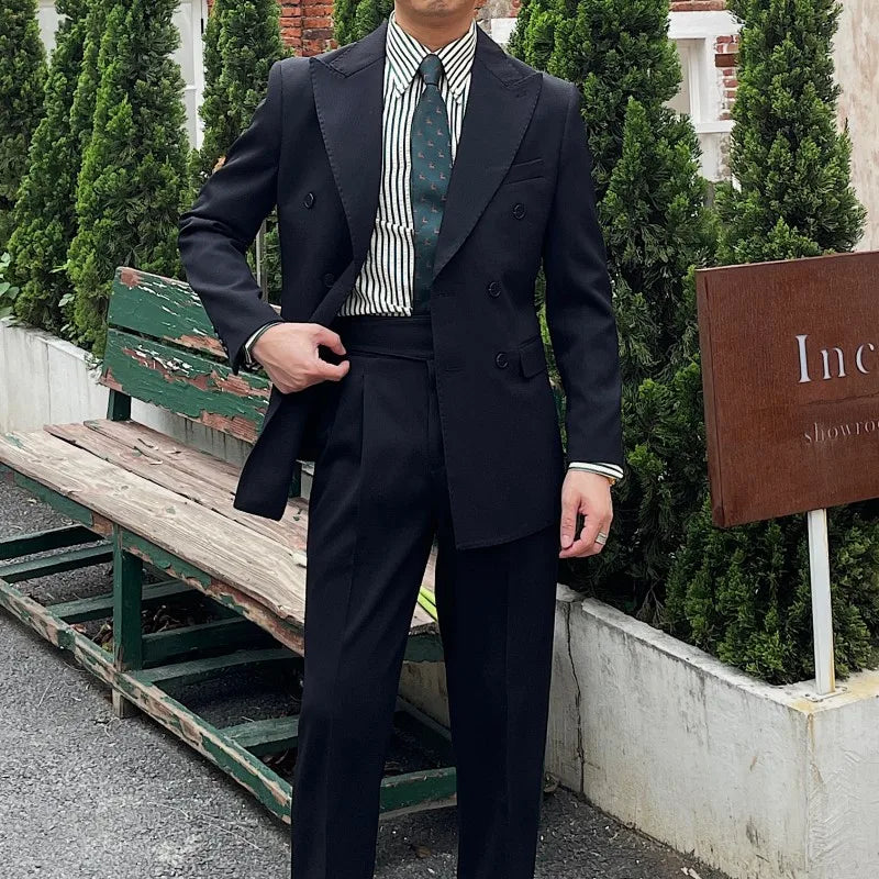 Business Commuter Suit for Summer British Gentleman-Inspired Fabric Set