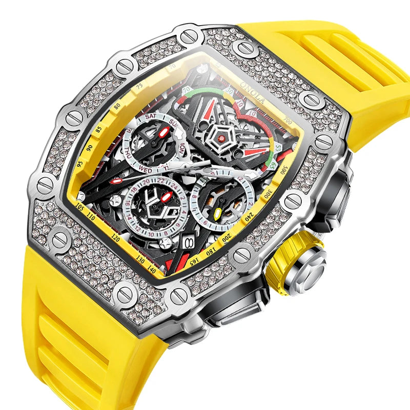 Fashion Diamond Inlaid Luxury Quartz Men's Watch Brand ONOLA
