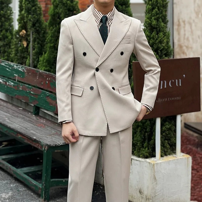 Business Commuter Suit for Summer British Gentleman-Inspired Fabric Set