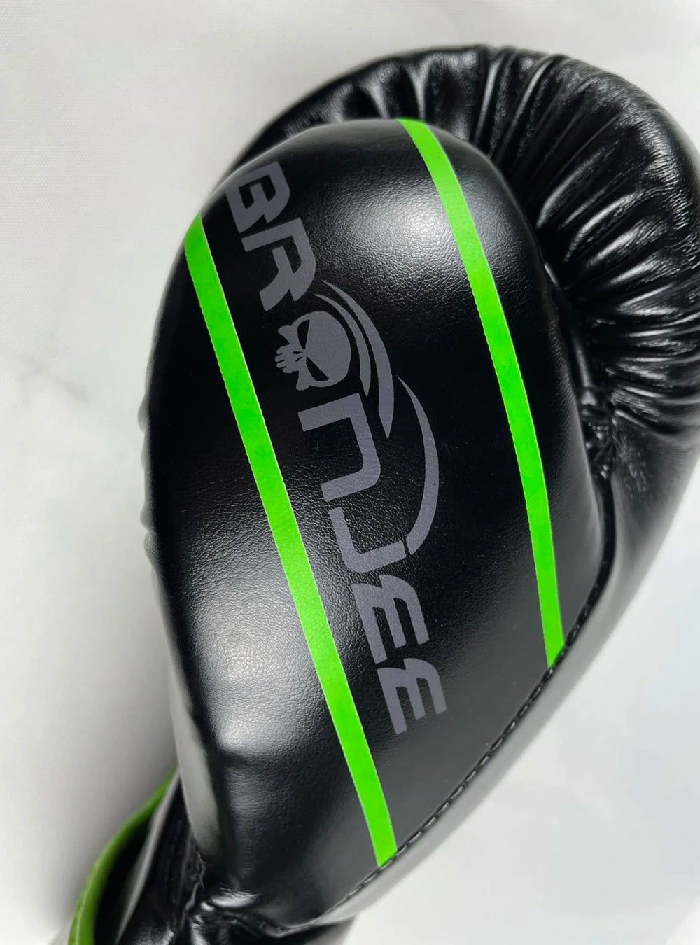 Factory Custom Professional Black Leather Green Color Weight Material Boxing Gloves