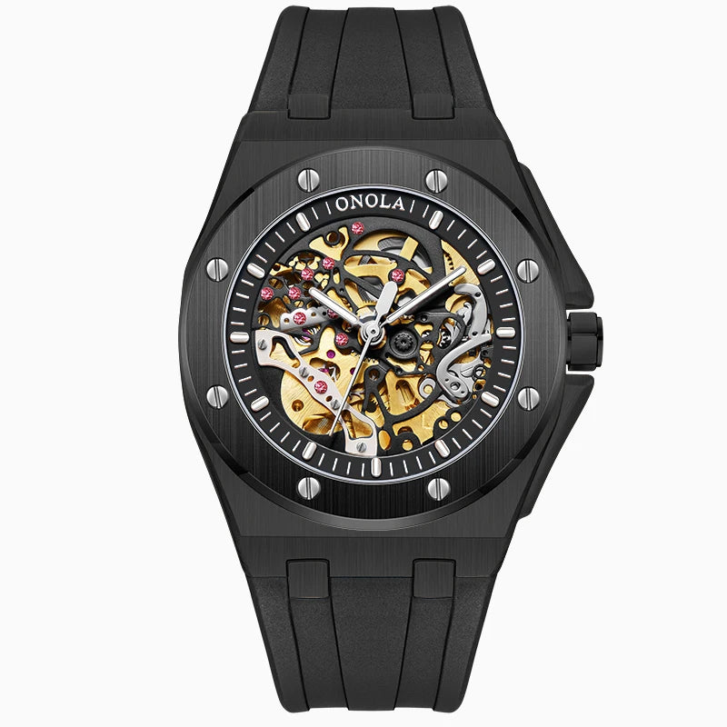 ONOLA Brand Watch Automatic Hollow Skeleton Watch Men's Watch Waterproof
