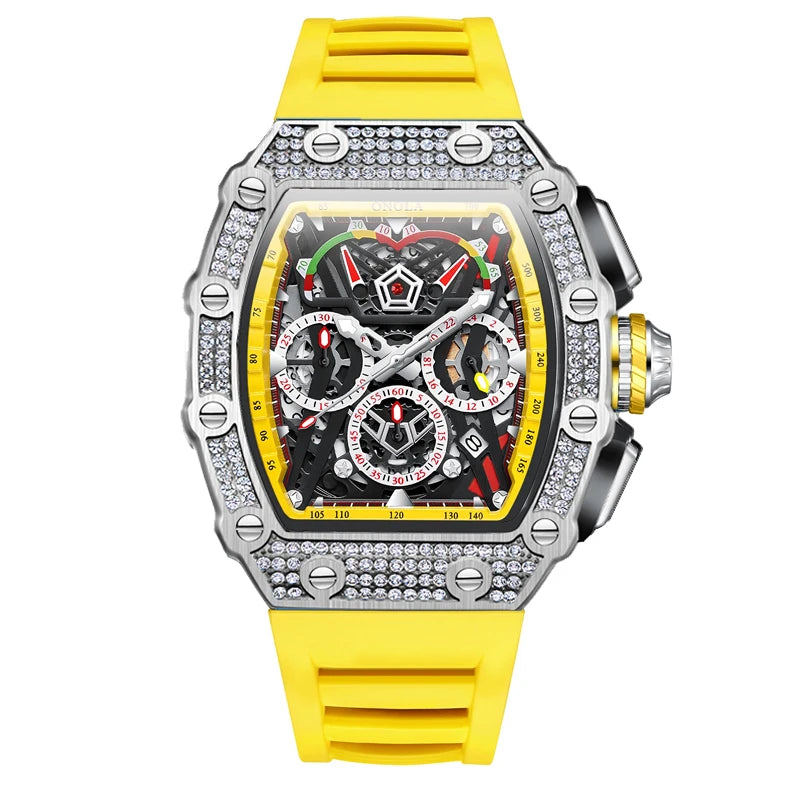 Fashion Diamond Inlaid Luxury Quartz Men's Watch Brand ONOLA