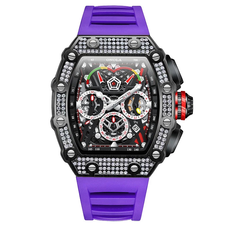 Fashion Diamond Inlaid Luxury Quartz Men's Watch Brand ONOLA