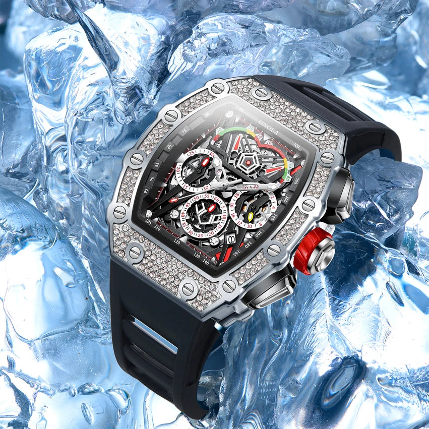 Fashion Diamond Inlaid Luxury Quartz Men's Watch Brand ONOLA