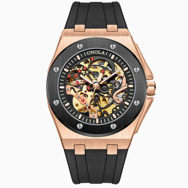 ONOLA Brand Watch Automatic Hollow Skeleton Watch Men's Watch Waterproof