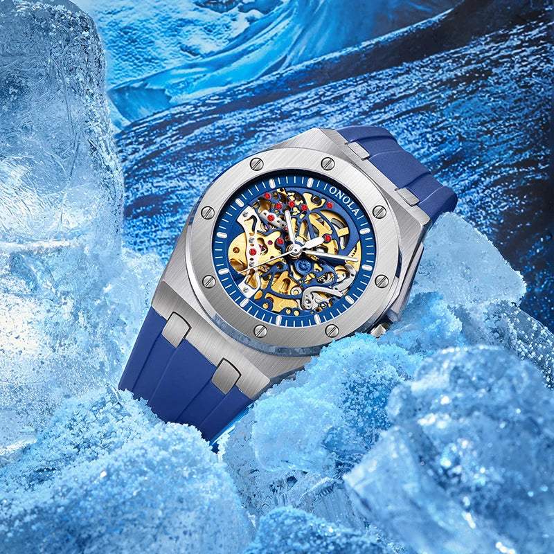 ONOLA Brand Watch Automatic Hollow Skeleton Watch Men's Watch Waterproof
