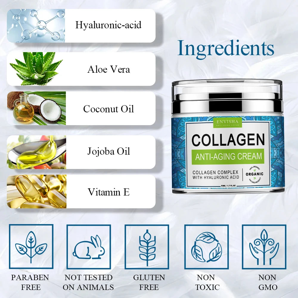 Face Cream Collagen Hyaluronic Acid Skin Care Anti-Wrinkle Moisturizing Anti-Aging