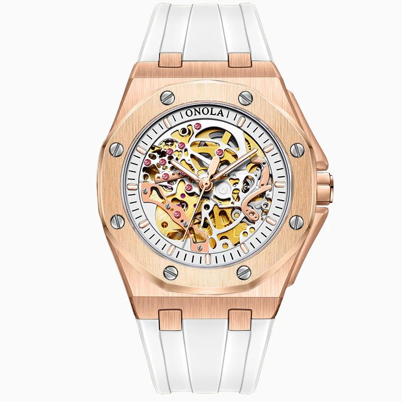 ONOLA Brand Watch Automatic Hollow Skeleton Watch Men's Watch Waterproof