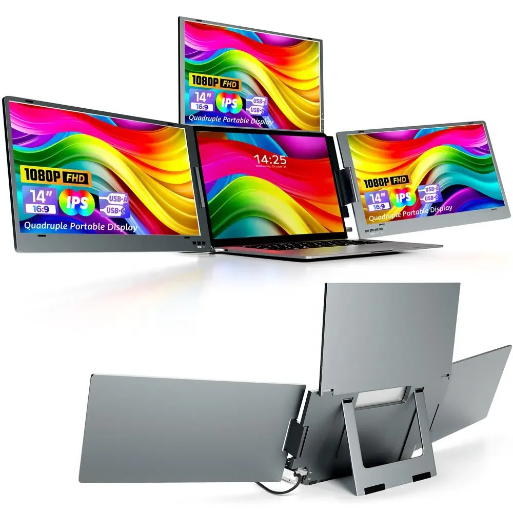 Triple Screen Laptop Monitor 4-Display Extender with USB Interface