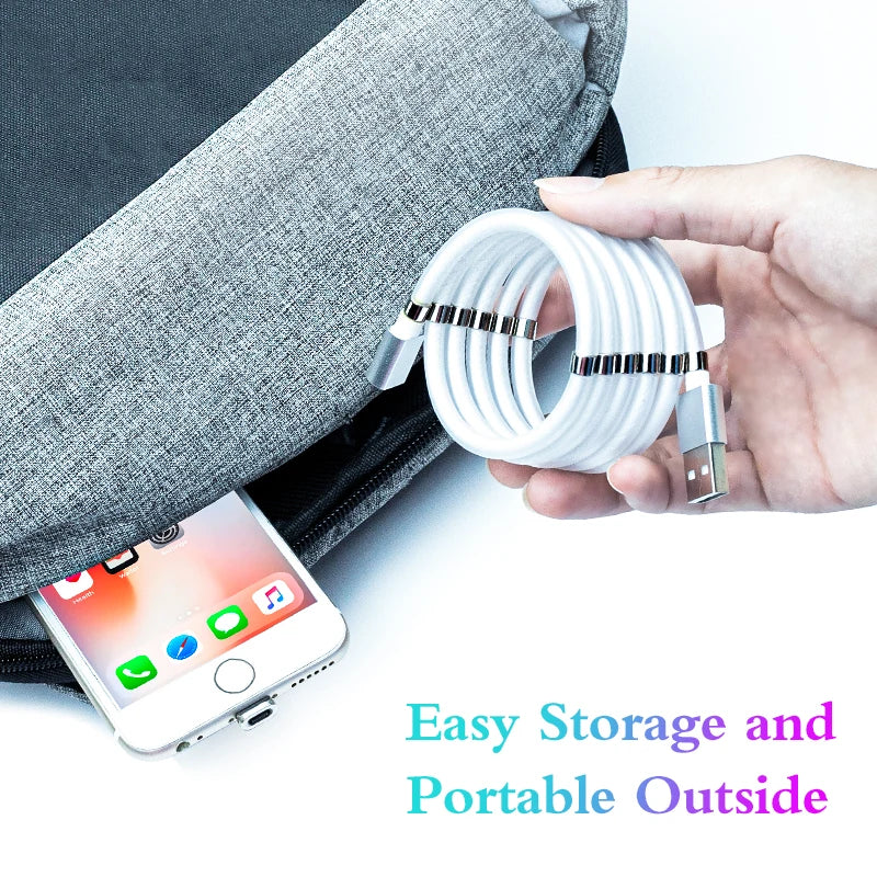 Magic Rope Magnetic Cable Storage Magnet QC3.0 Fast Charging Micro USB