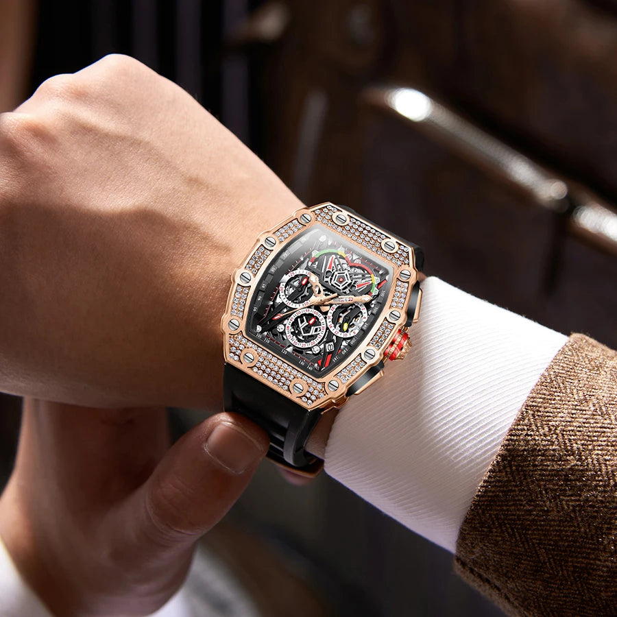 Fashion Diamond Inlaid Luxury Quartz Men's Watch Brand ONOLA