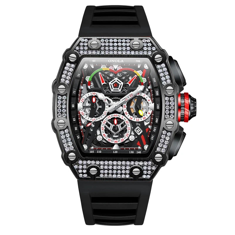 Fashion Diamond Inlaid Luxury Quartz Men's Watch Brand ONOLA