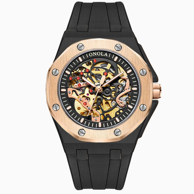 ONOLA Brand Watch Automatic Hollow Skeleton Watch Men's Watch Waterproof