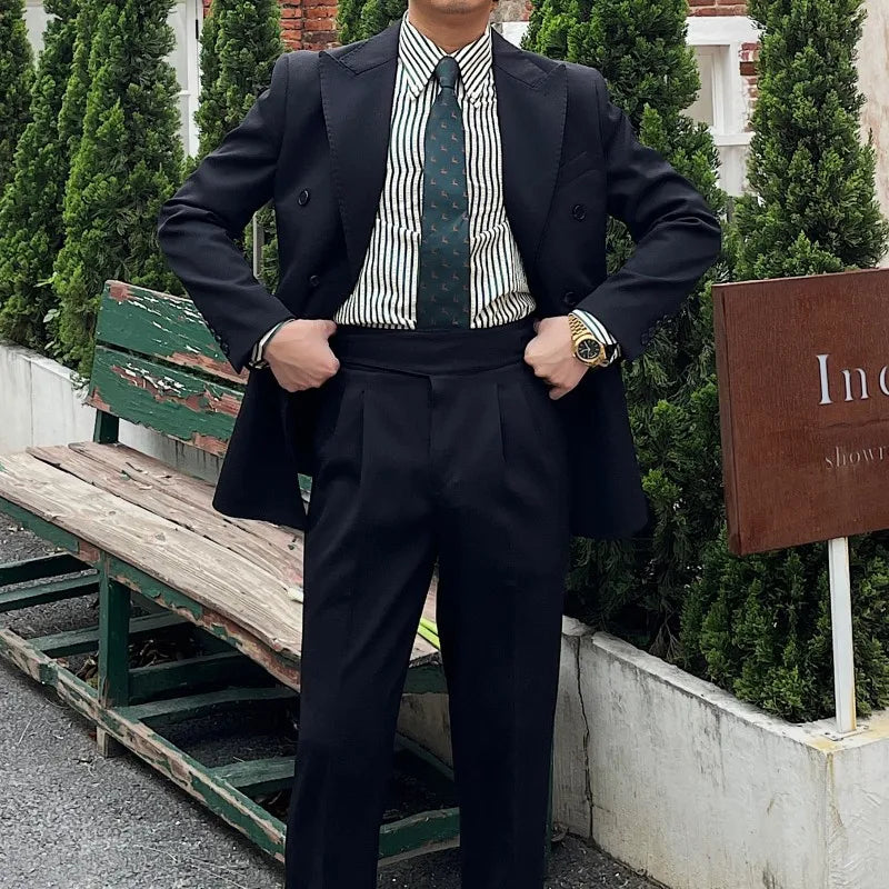 Business Commuter Suit for Summer British Gentleman-Inspired Fabric Set