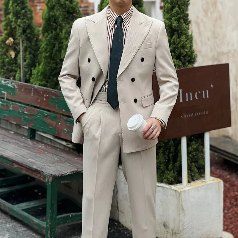Business Commuter Suit for Summer British Gentleman-Inspired Fabric Set