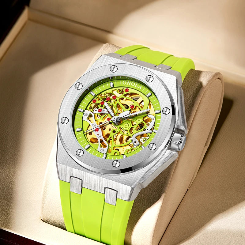 ONOLA Brand Watch Automatic Hollow Skeleton Watch Men's Watch Waterproof