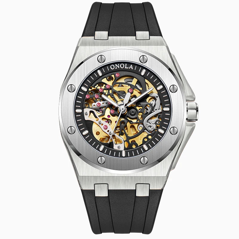 ONOLA Brand Watch Automatic Hollow Skeleton Watch Men's Watch Waterproof