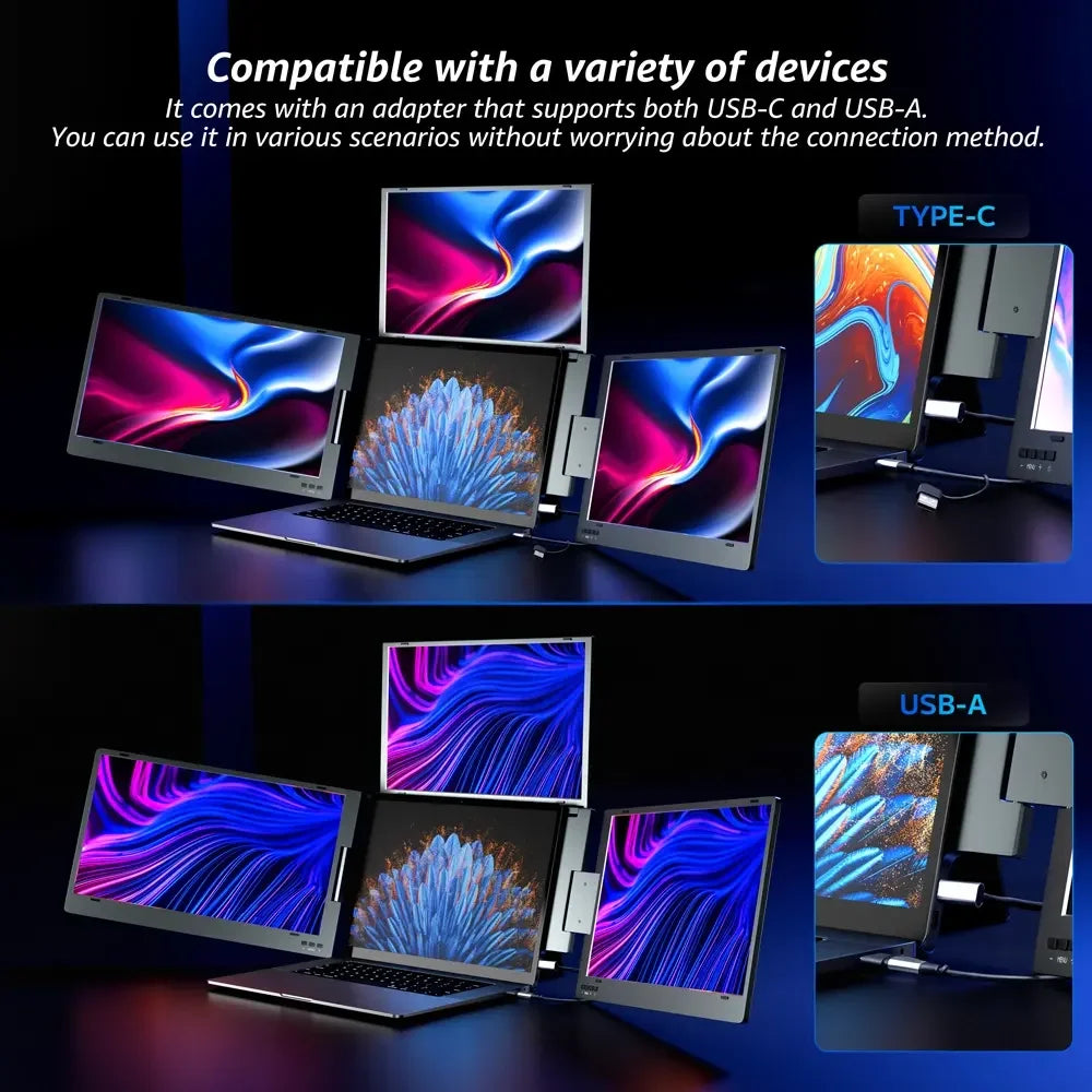 Triple Screen Laptop Monitor 4-Display Extender with USB Interface