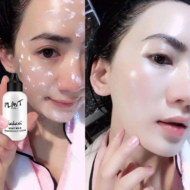 Make up Lazy Face Foundation Goat Milk Cream Whitening Full Coverage Waterproof