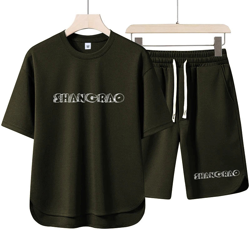 Men's Casual T-Shirt Sets Vintage Style Summer Clothing with Pants Fashion