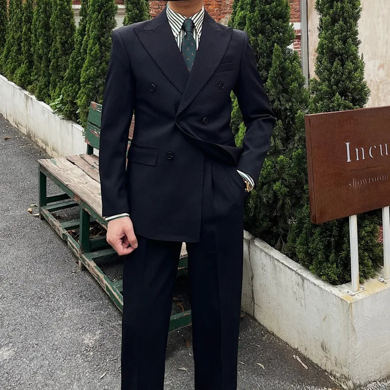 Business Commuter Suit for Summer British Gentleman-Inspired Fabric Set