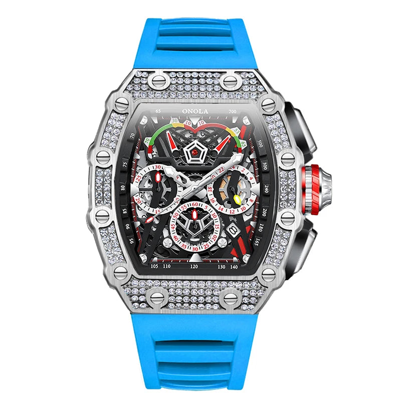Fashion Diamond Inlaid Luxury Quartz Men's Watch Brand ONOLA