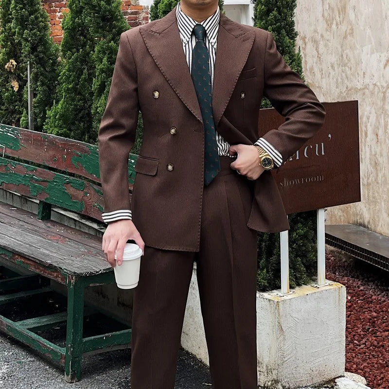 Business Commuter Suit for Summer British Gentleman-Inspired Fabric Set