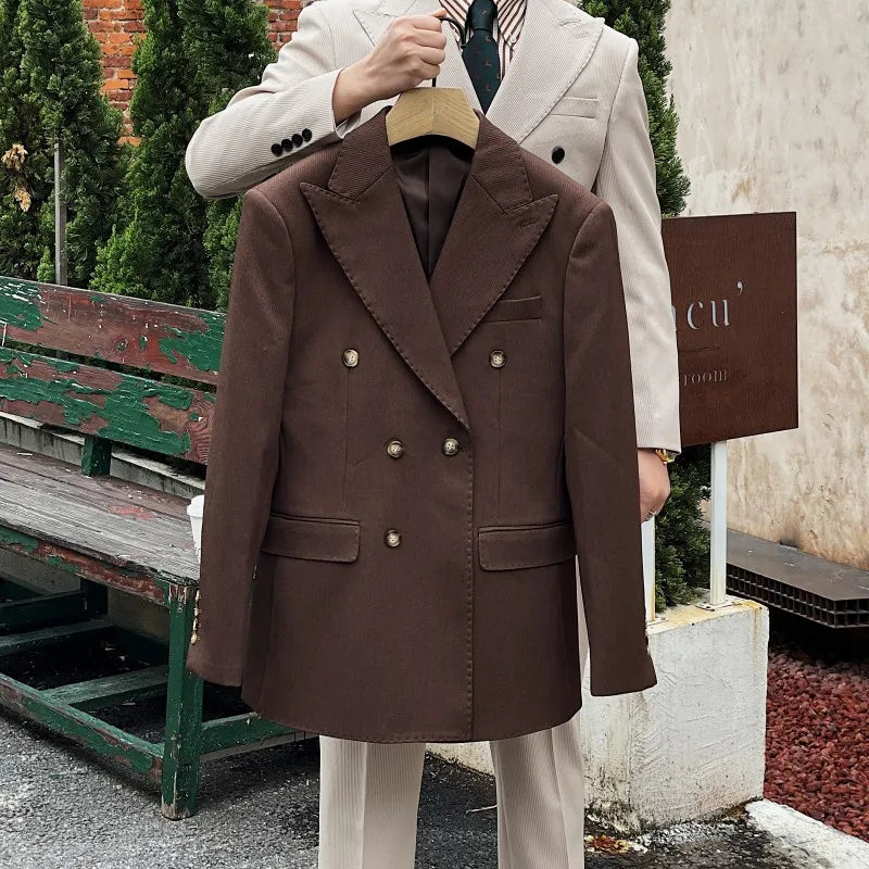 Business Commuter Suit for Summer British Gentleman-Inspired Fabric Set
