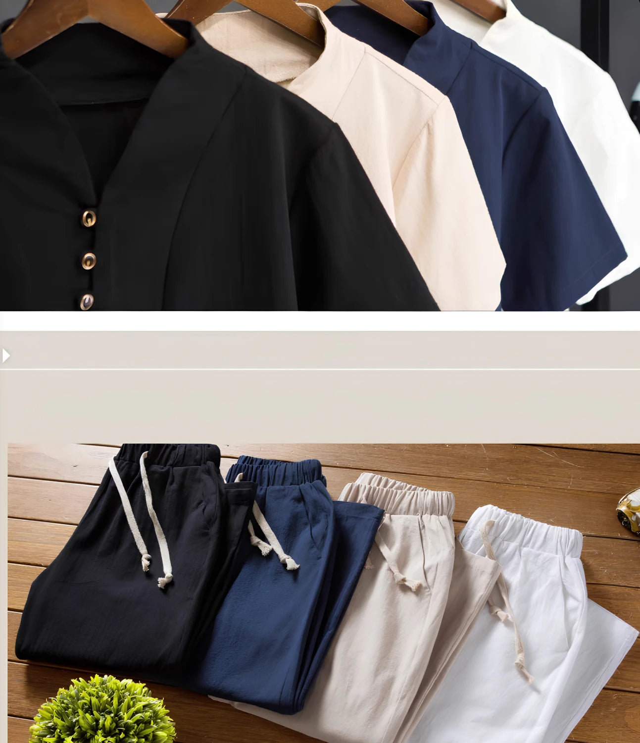 Men's Plus Size Casual Shirt and Pants Set Retro Holiday Style