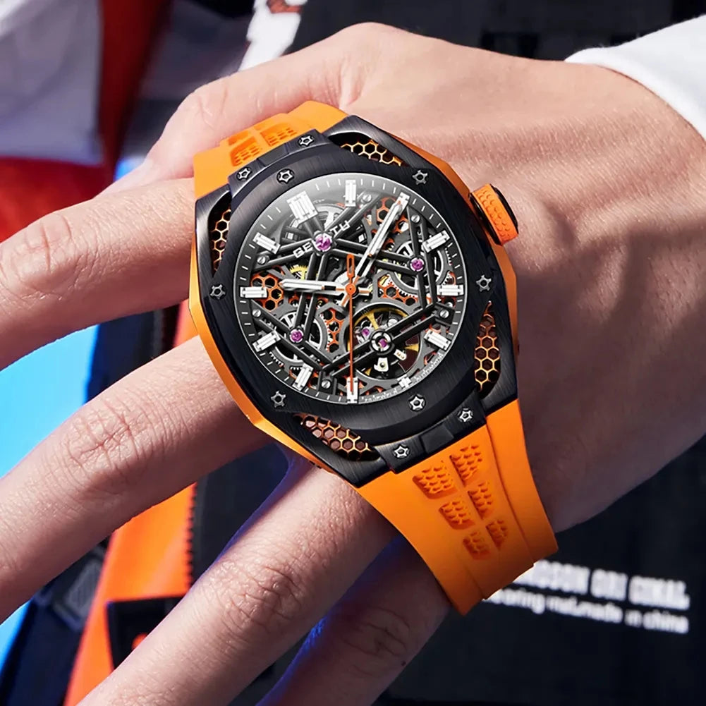 Wristwatch Luminous Mechanical Casual Skeleton Hollow Out Design Automatic Watch