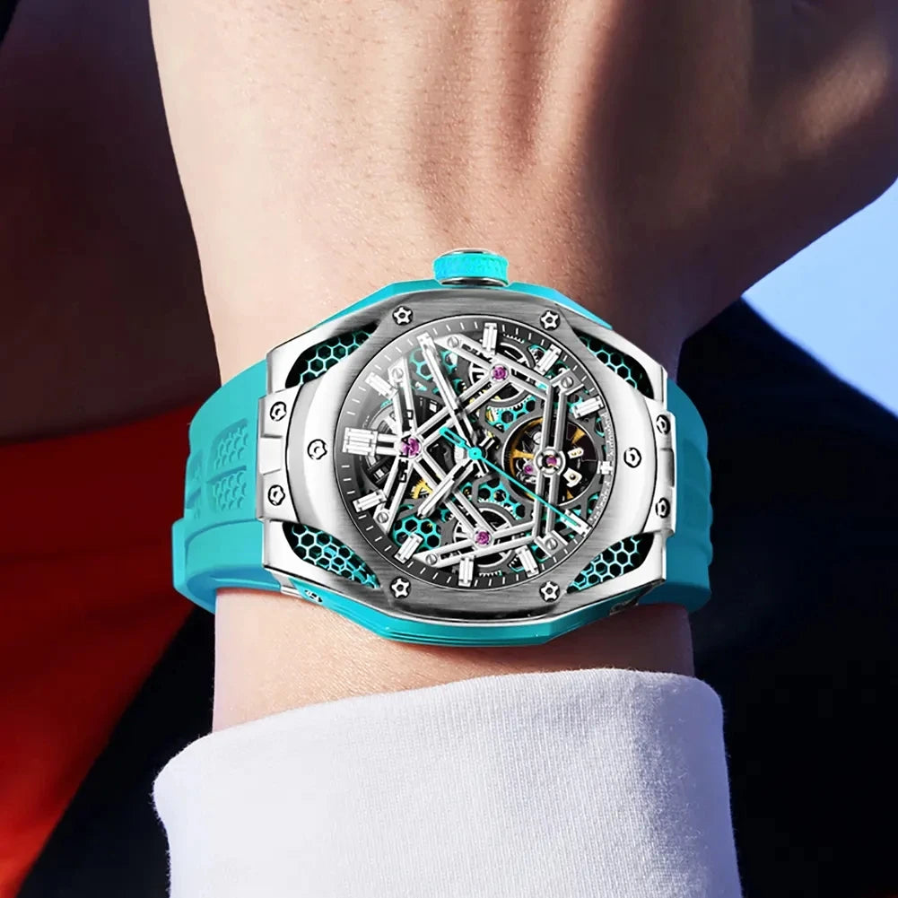 Wristwatch Luminous Mechanical Casual Skeleton Hollow Out Design Automatic Watch