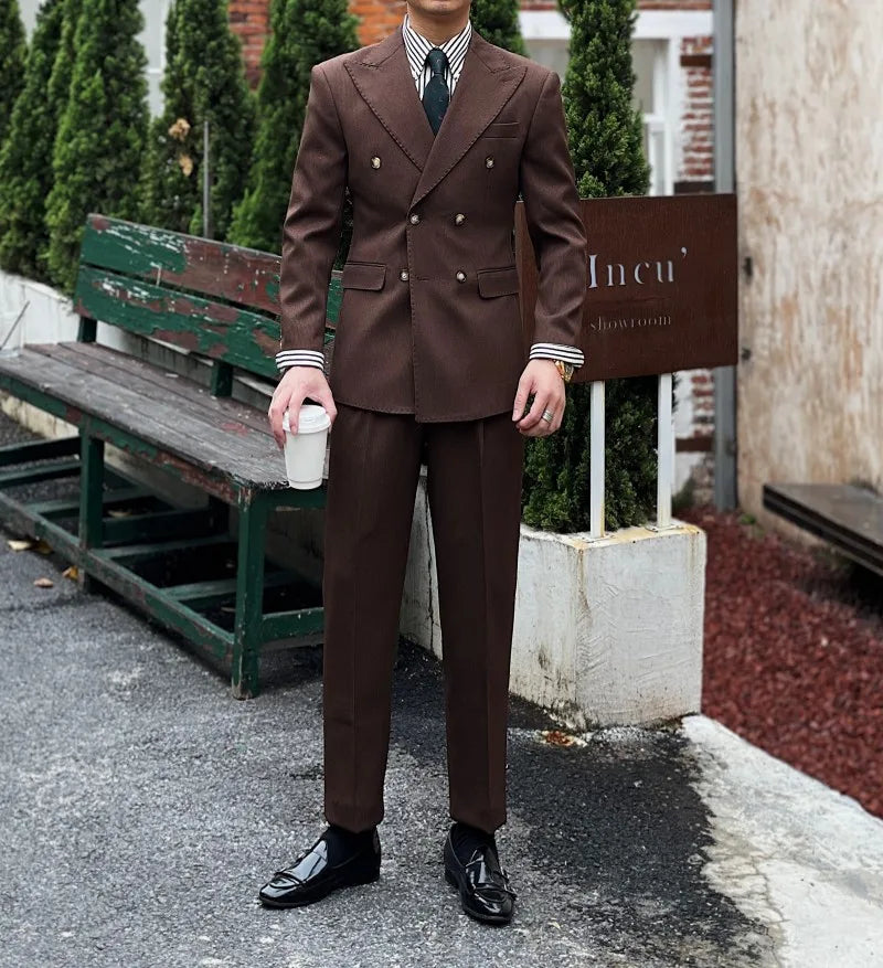 Business Commuter Suit for Summer British Gentleman-Inspired Fabric Set