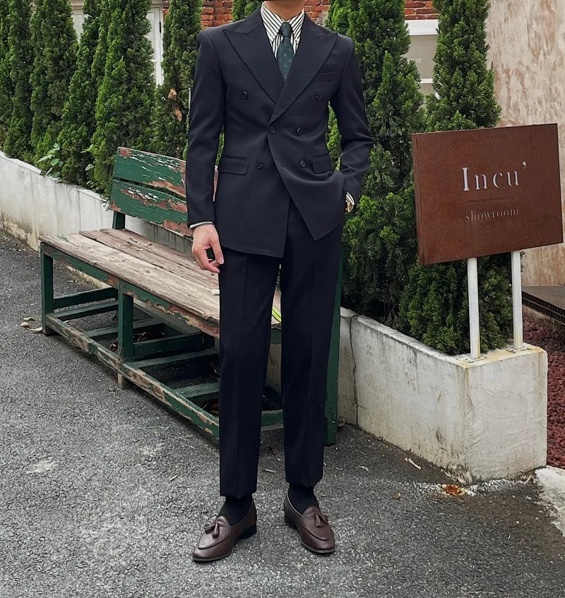 Business Commuter Suit for Summer British Gentleman-Inspired Fabric Set