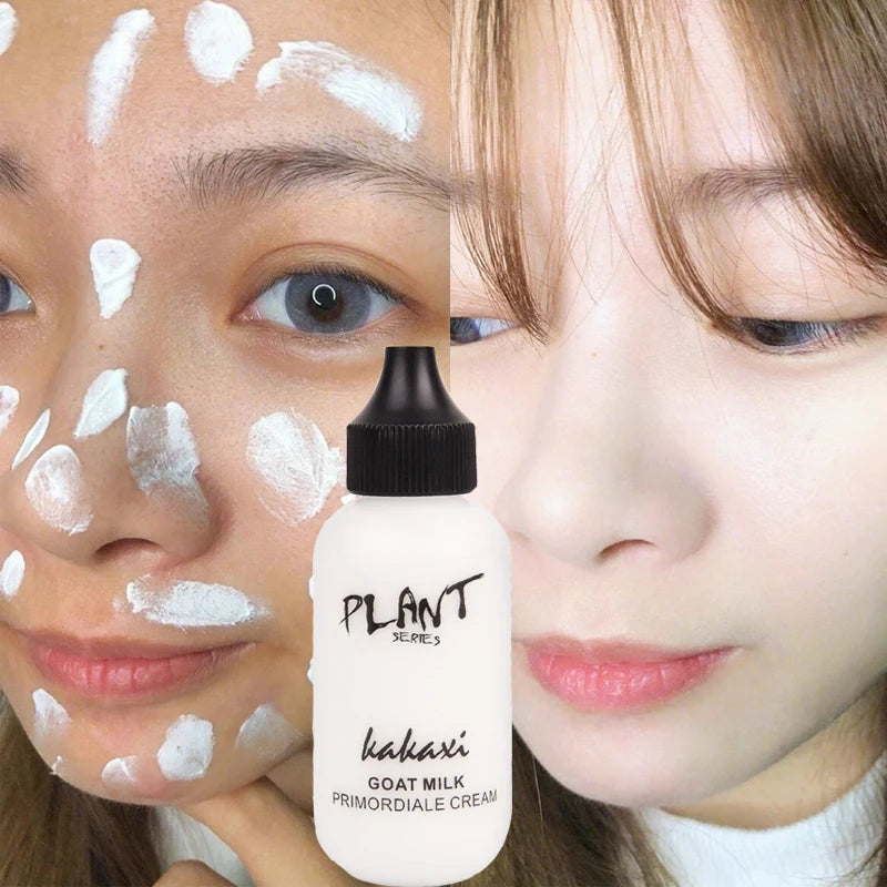 Make up Lazy Face Foundation Goat Milk Cream Whitening Full Coverage Waterproof
