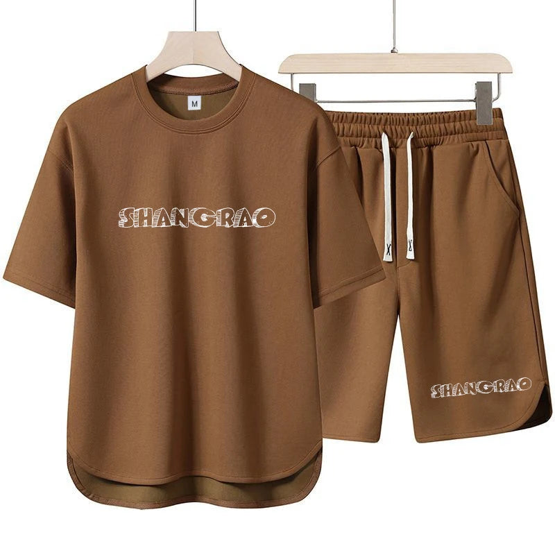 Men's Casual T-Shirt Sets Vintage Style Summer Clothing with Pants Fashion