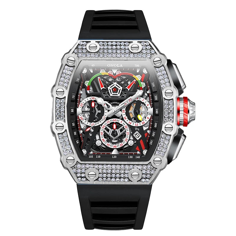 Fashion Diamond Inlaid Luxury Quartz Men's Watch Brand ONOLA