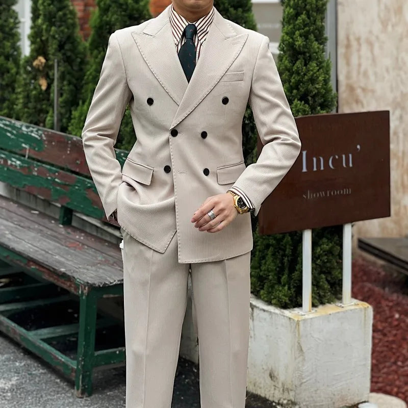 Business Commuter Suit for Summer British Gentleman-Inspired Fabric Set