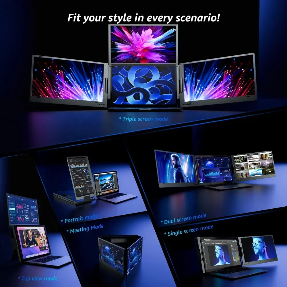 Triple Screen Laptop Monitor 4-Display Extender with USB Interface