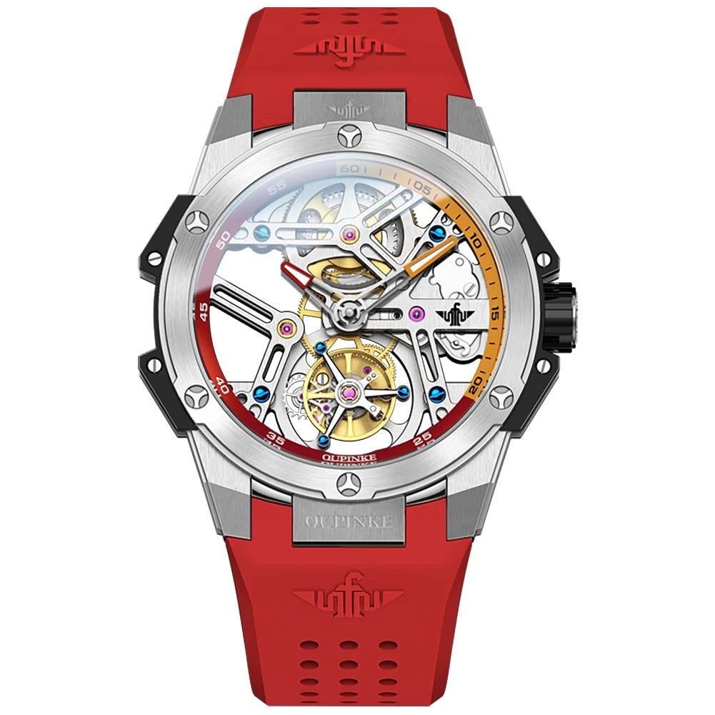 Men Mechanical Watch Silicone Strap Waterproof Skeleton for models & boss