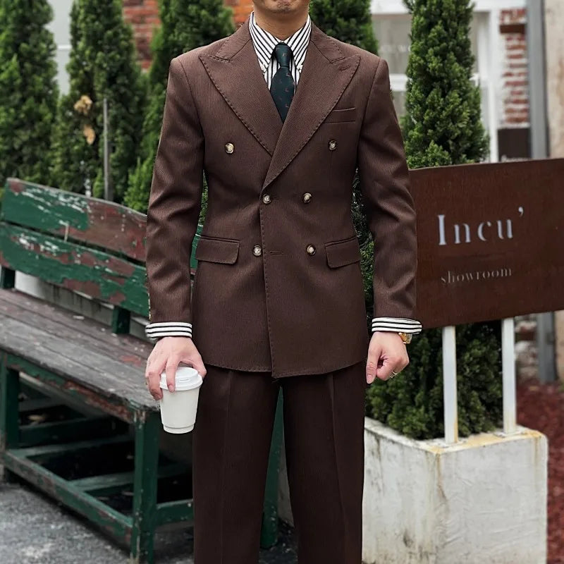 Business Commuter Suit for Summer British Gentleman-Inspired Fabric Set