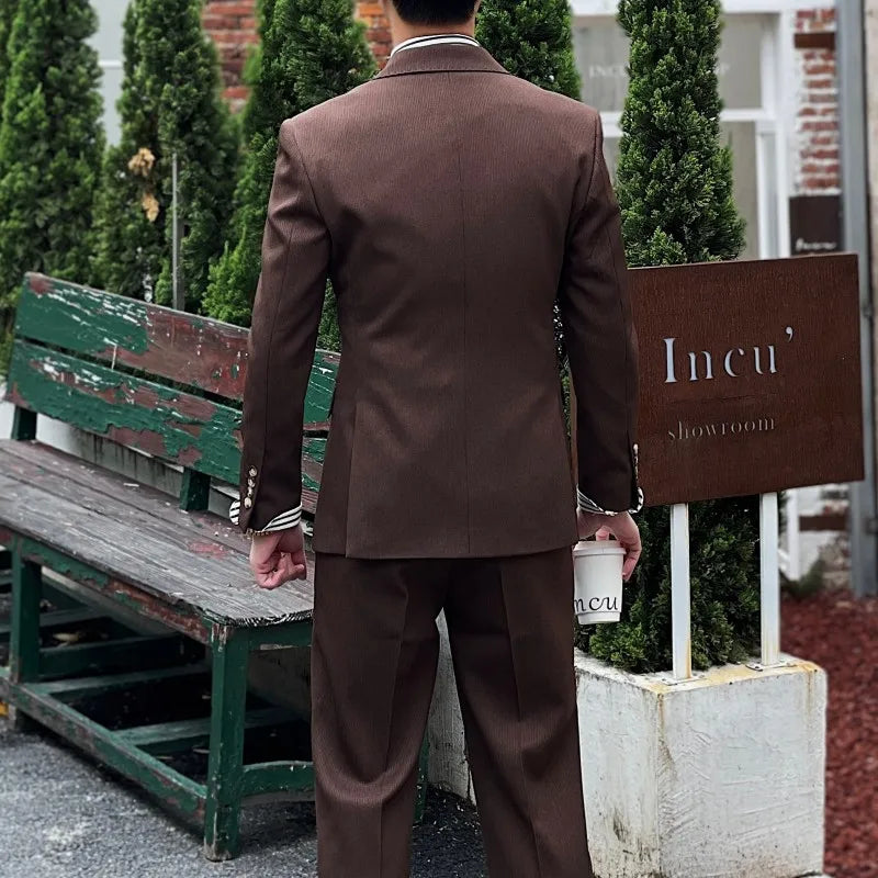 Business Commuter Suit for Summer British Gentleman-Inspired Fabric Set